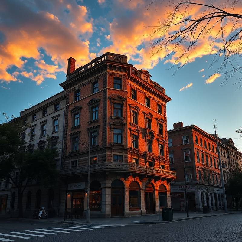 Historisches Gebäude im Abendlicht