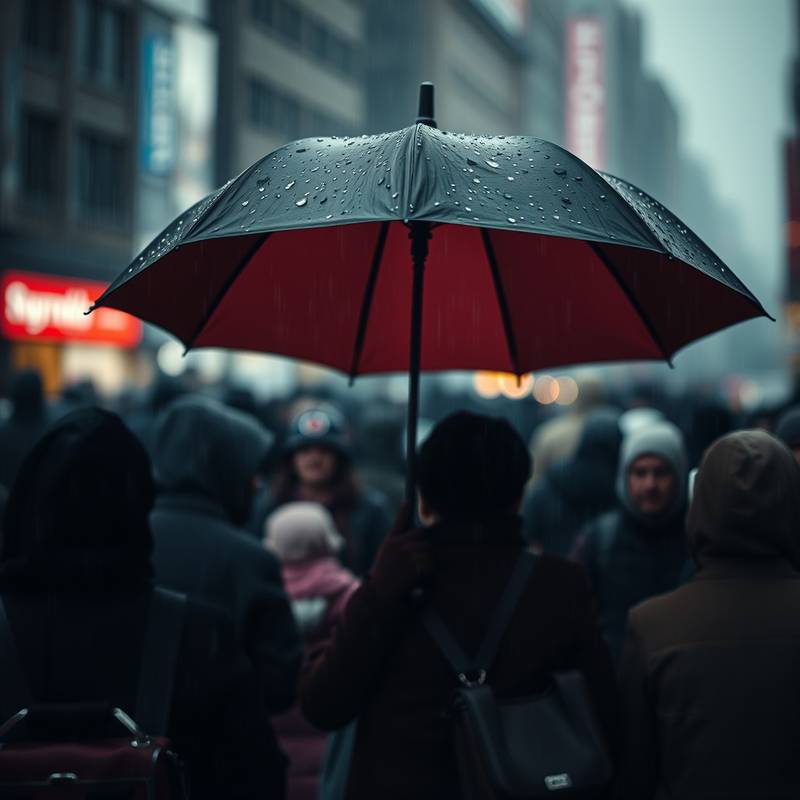 Regenschirm in der Menschenmenge